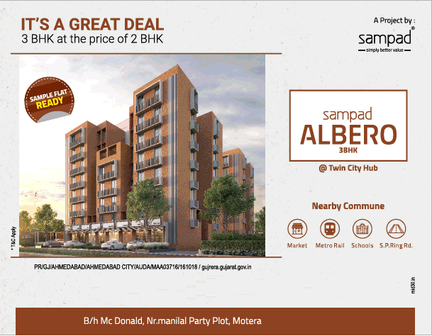 It's a great deal 3 BHK at the price of 2 BHK at Sampad Albero, Ahmedabad Update